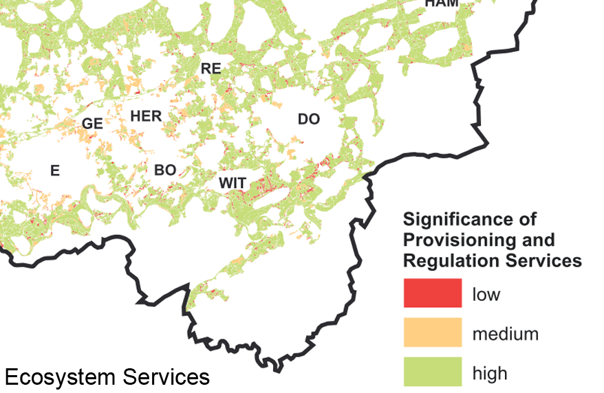 Significance of Provisioning and Regulation Services in NRW